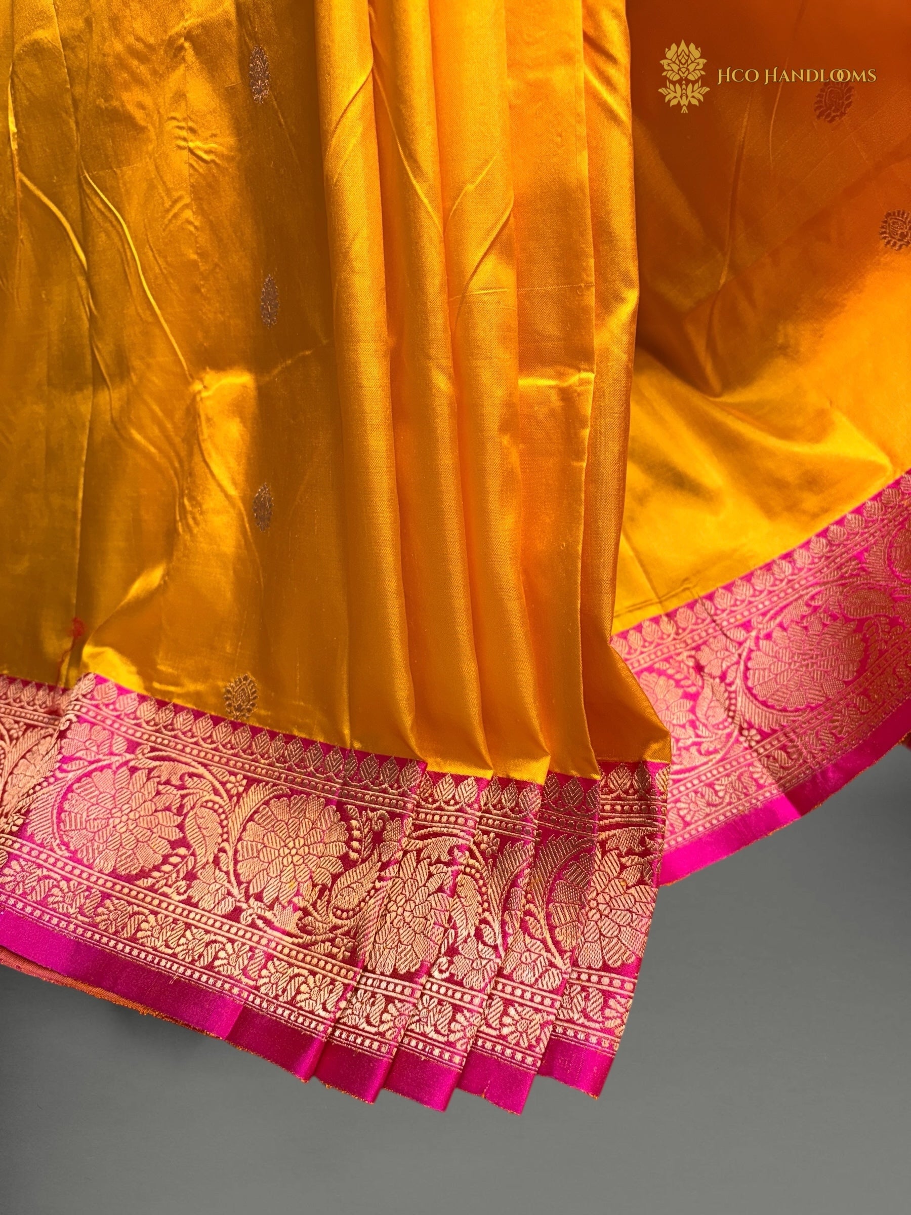 Pure Mango Katan Silk Handloom Banarasi Saree - All Over Kadhua Motifs