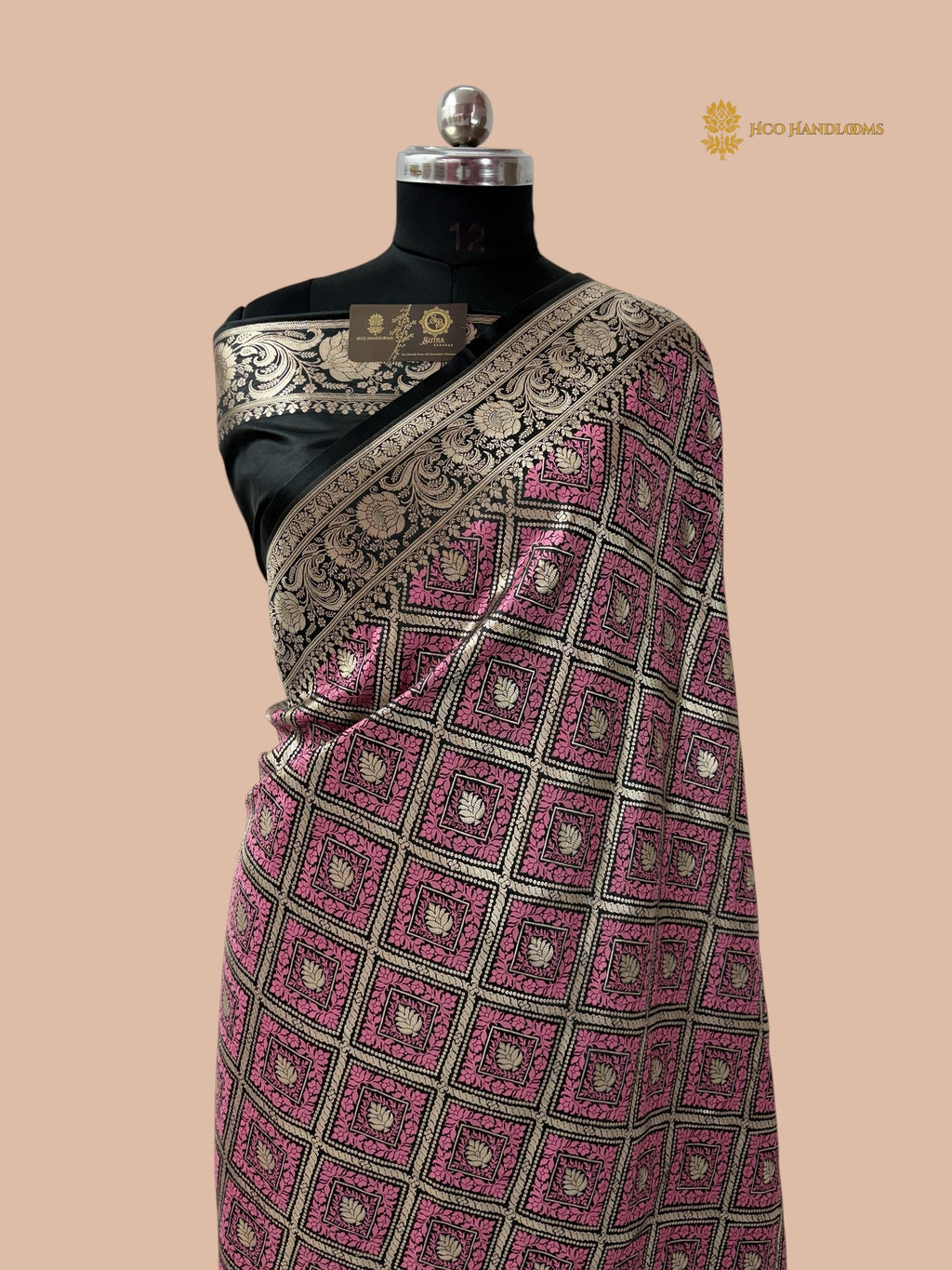 Jet Black Premium Mashru Katan Silk Banarasi Saree - All Over Tanchui Brocade