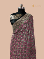 Jet Black Premium Mashru Katan Silk Banarasi Saree - All Over Tanchui Brocade