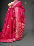 Premium Mashru Crepe Satin Silk Banarasi Saree - All Over Leafs Motifs