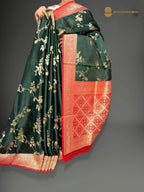 Premium Mashru Crepe Silk Banarasi Saree - All Over Jangla