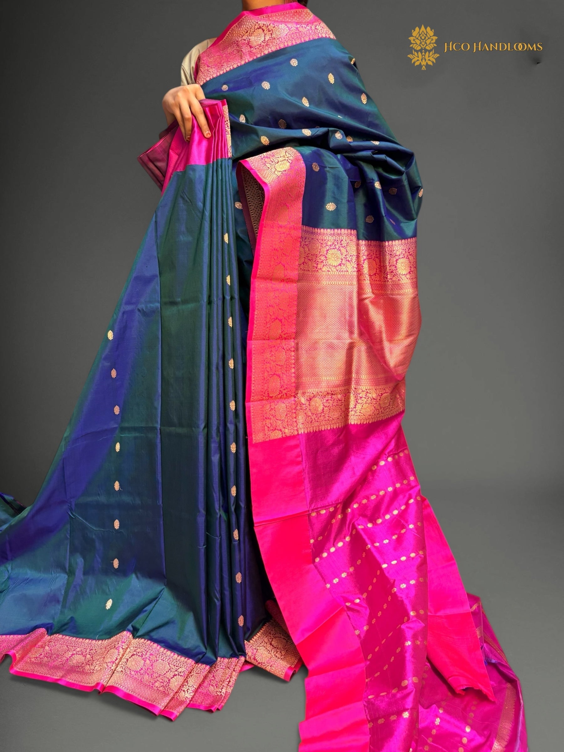 Pure Mango Katan Silk Handloom Banarasi Saree - All Over Kadhua Motifs