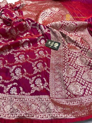 Premium Mashru Katan Silk Banarasi Saree - All Over Jangla