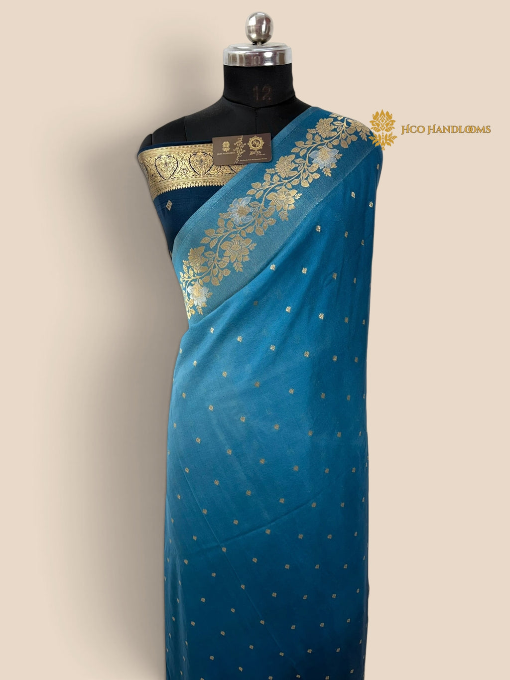 Blue Gradient Premium Soft Silk Banarasi Saree - All Over Motifs