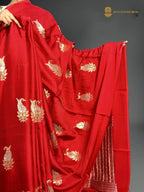 Premium Mashru Crepe Satin Silk Banarasi Saree - All Over Paisley Motifs