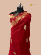 Regal Red Pure Kora Silk Handloom Banarasi Saree - All Over Sona & Roopa Kadua Motifs
