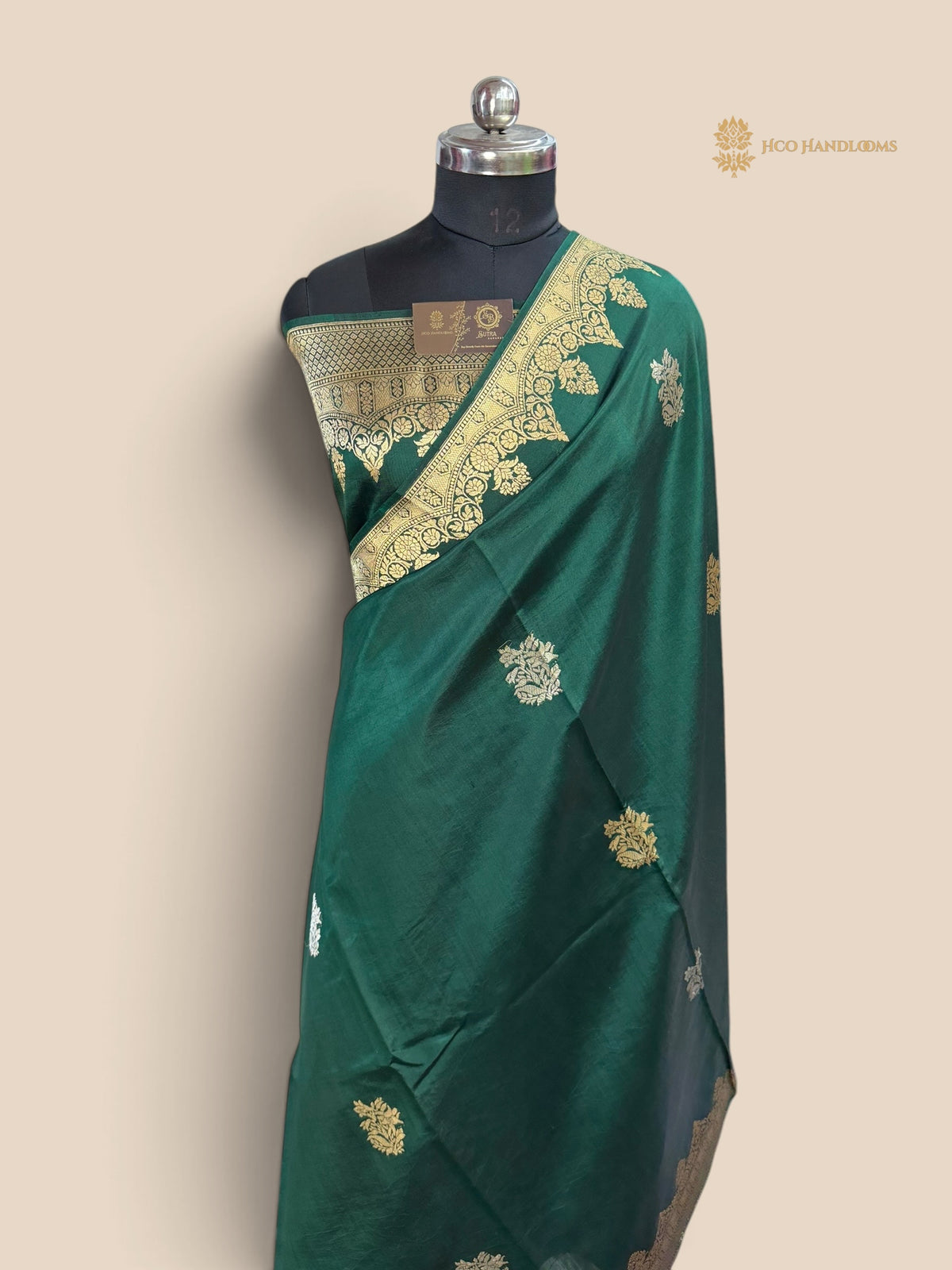 Green Pure Mango Katan Silk Handloom Banarasi Saree - Kadhua Motifs