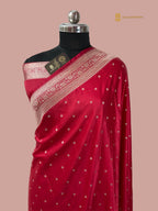 Regal Cherry Red Premium Mashru Katan Silk Banarasi Saree - All Over Small Booti