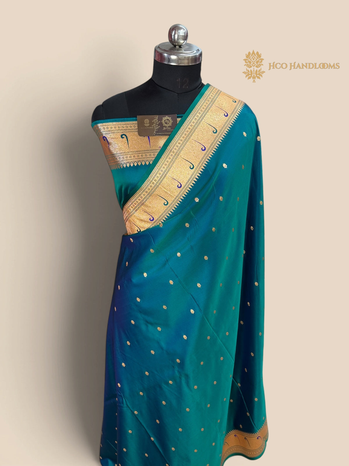 Dual Shade Blue Premium Mashru Katan Satin Silk Banarasi Saree - All Over Motifs