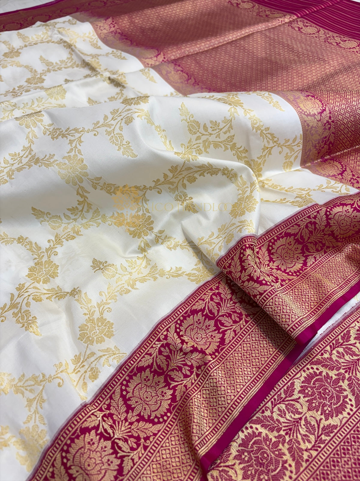 Pure Katan Silk Handloom Banarasi Saree - All Over Kadhyal Jangla