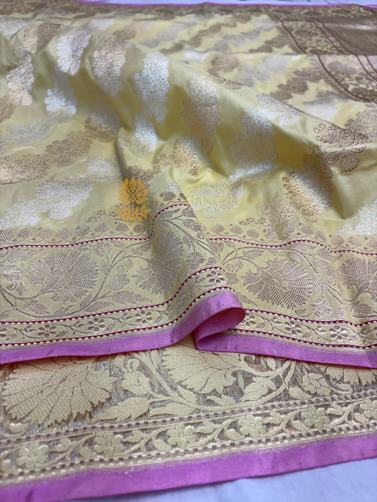 Pure Katan Silk Handloom Banarasi Saree - All Over Kadhua Jangla Work