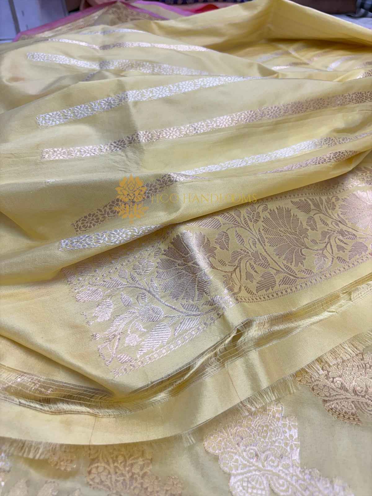 Pure Katan Silk Handloom Banarasi Saree - All Over Kadhua Jangla Work