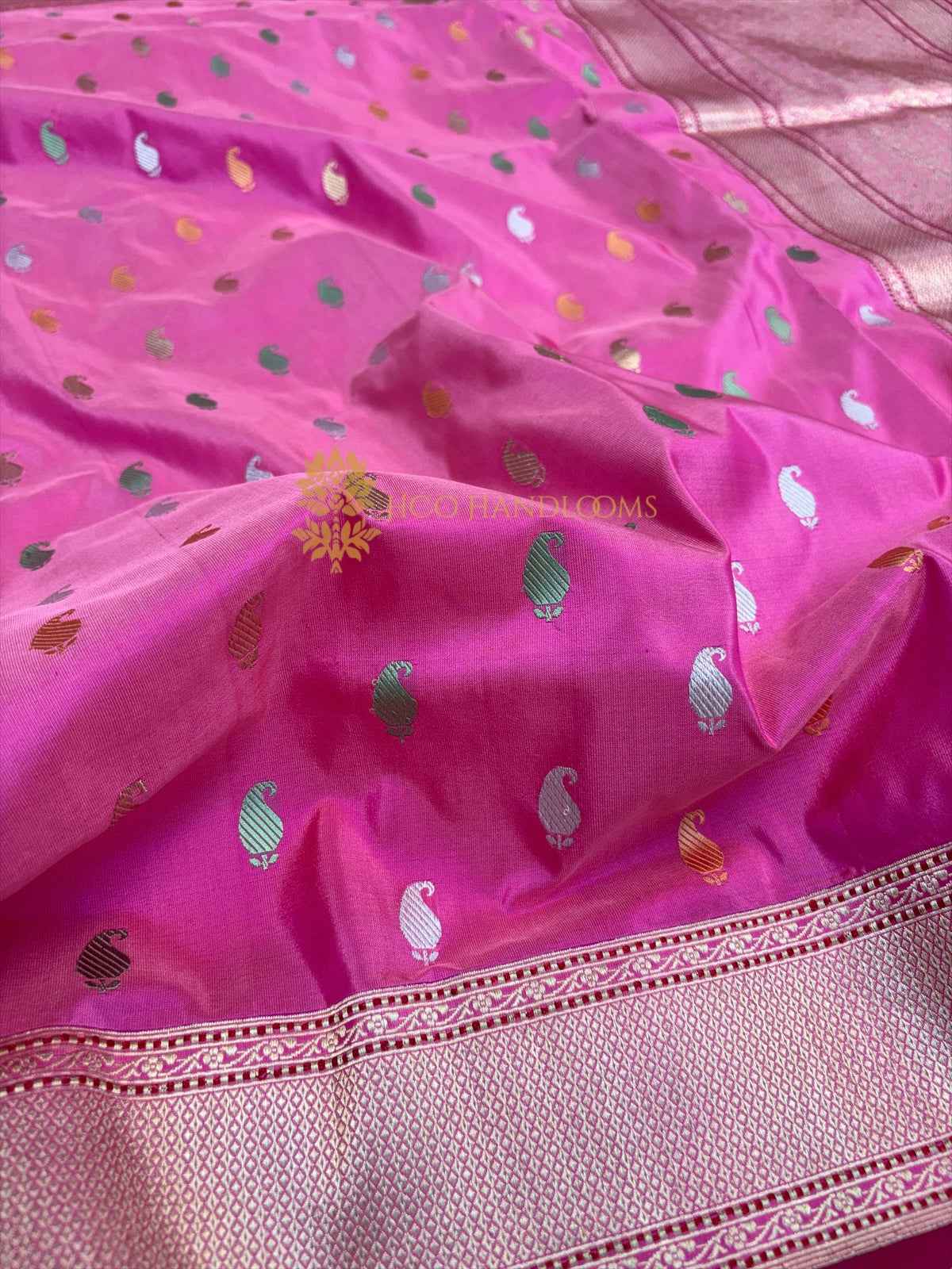 Pure Katan Silk Handloom Banarasi Saree - All Over Kadhua Motifs with Konya