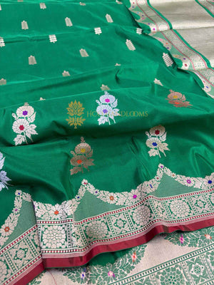 Pure Katan Silk Handloom Banarasi Saree - All Over Meenakari Kadhua Motifs
