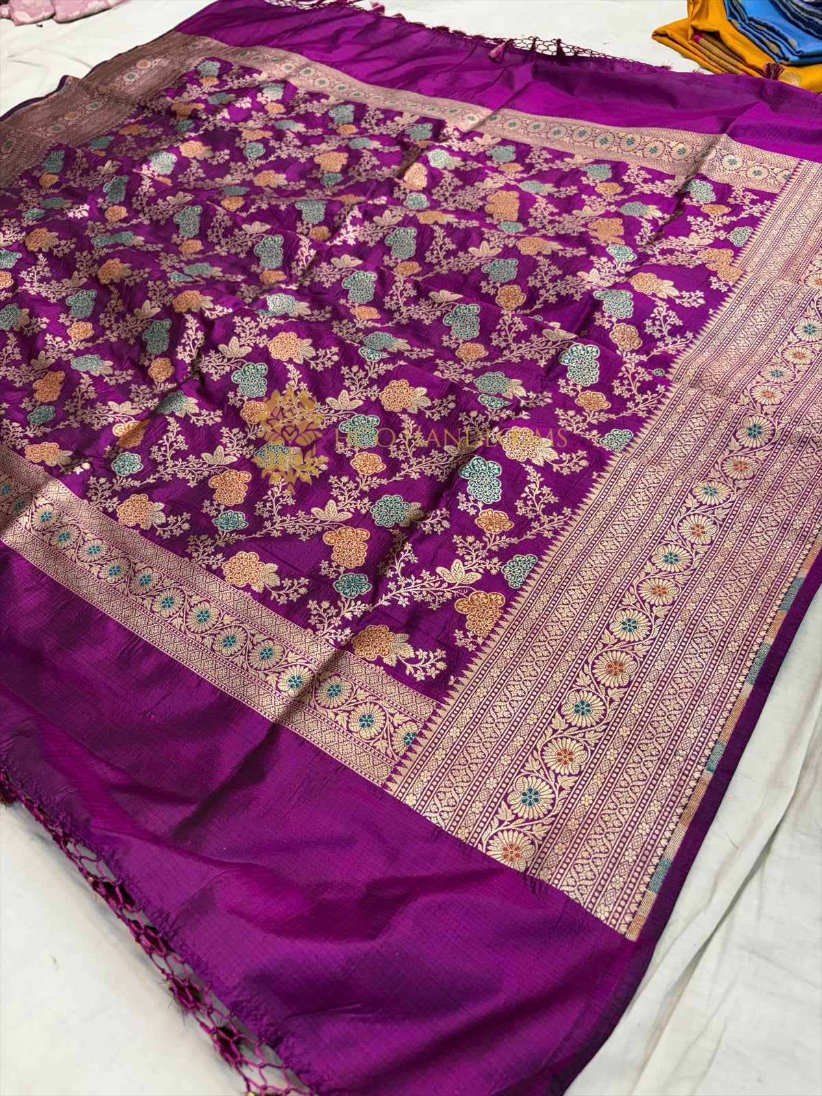 Pure Katan Silk Handloom Banarasi Dupatta - All Over Meenakari Jangla
