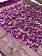 Pure Katan Silk Handloom Banarasi Dupatta - All Over Meenakari Jangla