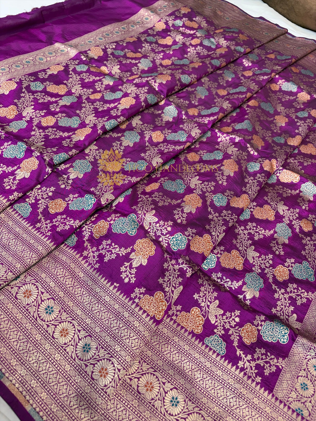 Pure Katan Silk Handloom Banarasi Dupatta - All Over Meenakari Jangla