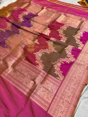 Pure Katan Silk Handloom Banarasi Dupatta - All Over Rangkat Kadhyal Waves