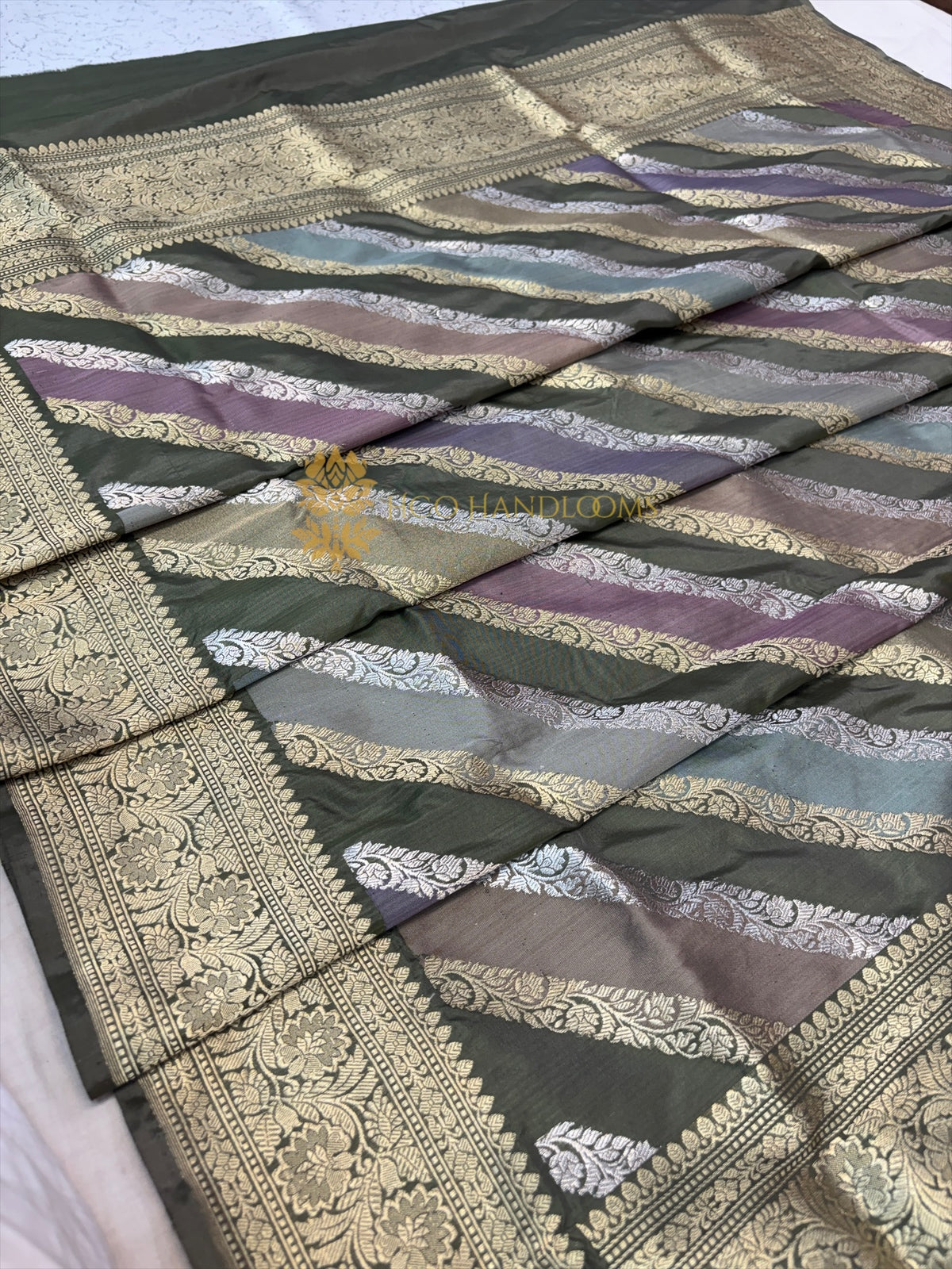 Pure Katan Silk Handloom Banarasi Dupatta - All Over Rangkat Kadhyal Lahariya