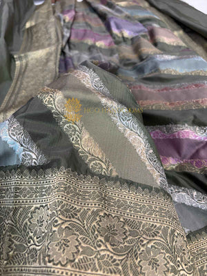 Pure Katan Silk Handloom Banarasi Dupatta - All Over Rangkat Kadhyal Lahariya
