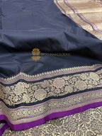 Pure Katan Silk Handloom Banarasi saree - All Over Plain Body With Border