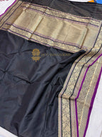 Pure Katan Silk Handloom Banarasi saree - All Over Plain Body With Border