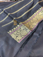 Pure Katan Silk Handloom Banarasi saree - All Over Plain Body With Border