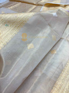 Pure Kora Tissue Silk Handloom Banarasi Saree - All Over Kadhua Motifs