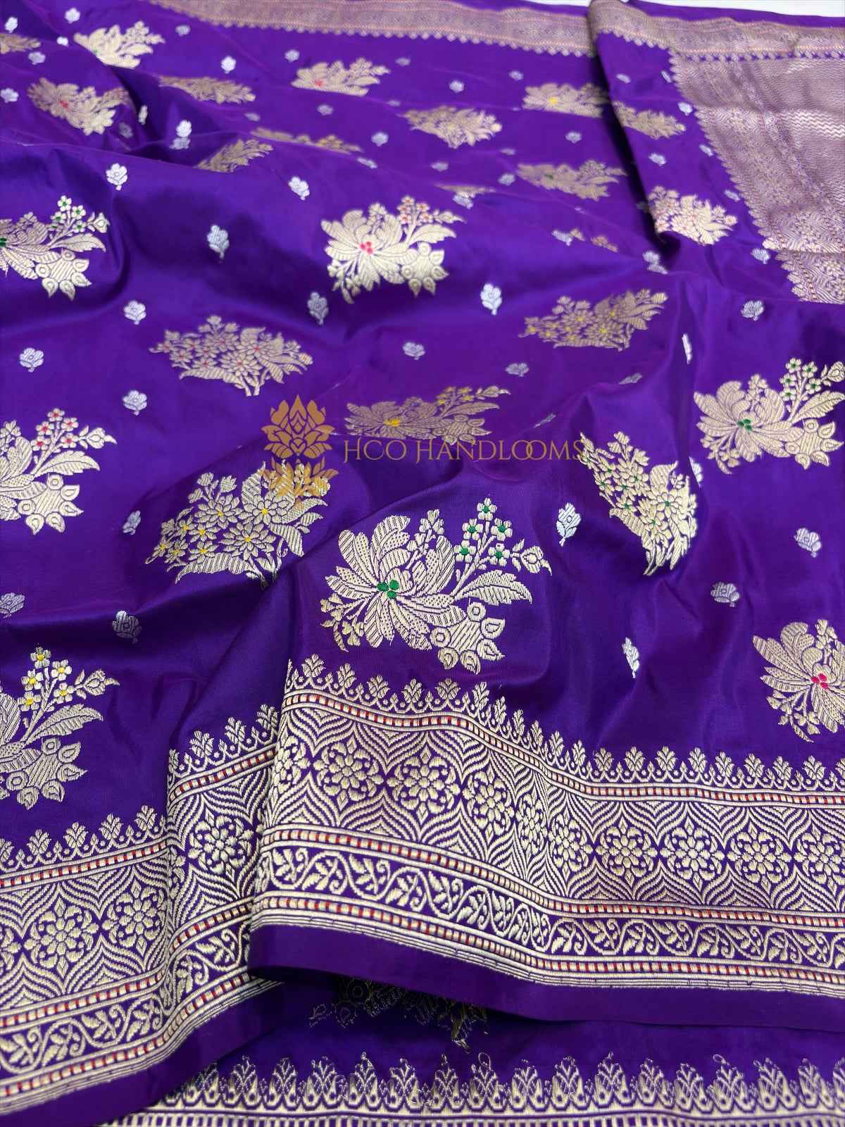 Pure Katan Silk Handloom Banarasi Saree - All Over Meenakari Kadhua Motifs