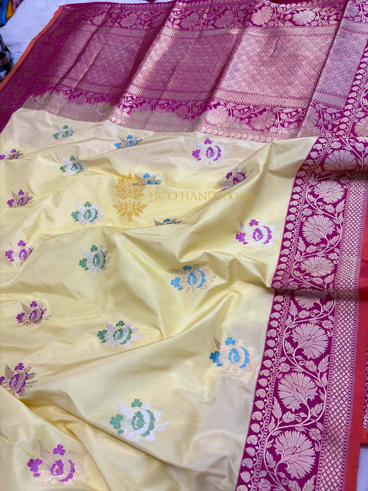 Ektara Pure Katan Silk Handloom Saree - All Over Kadhua Meenakari Motifs