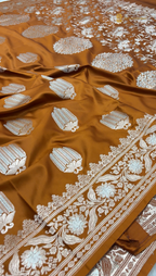 Regal Bronze Premium Mashru Katan Silk Banarasi Saree - All Over Motifs