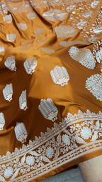 Regal Bronze Premium Mashru Katan Silk Banarasi Saree - All Over Motifs
