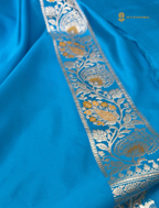 Regal Blue Premium Mashru Katan Silk Banarasi Saree - All Over Meenakari Jangla