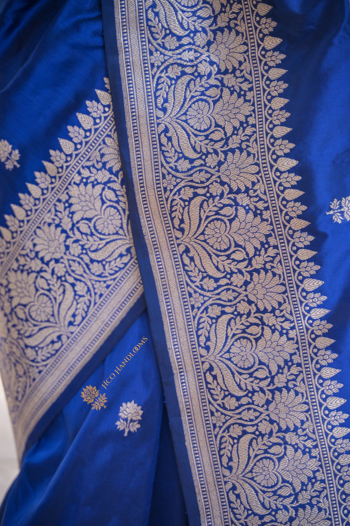 Regal Royal Blue Pure Katan Silk Handloom Banarasi Saree - Signature Kadhua Motifs