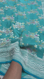 Light Blue Pure Khaddi Georgette Silk handloom Banarasi Saree - Water Zari
