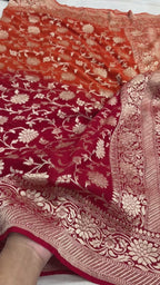 Shaded Pure Khaddi Georgette Silk Handloom Banarasi Saree - Water Zari