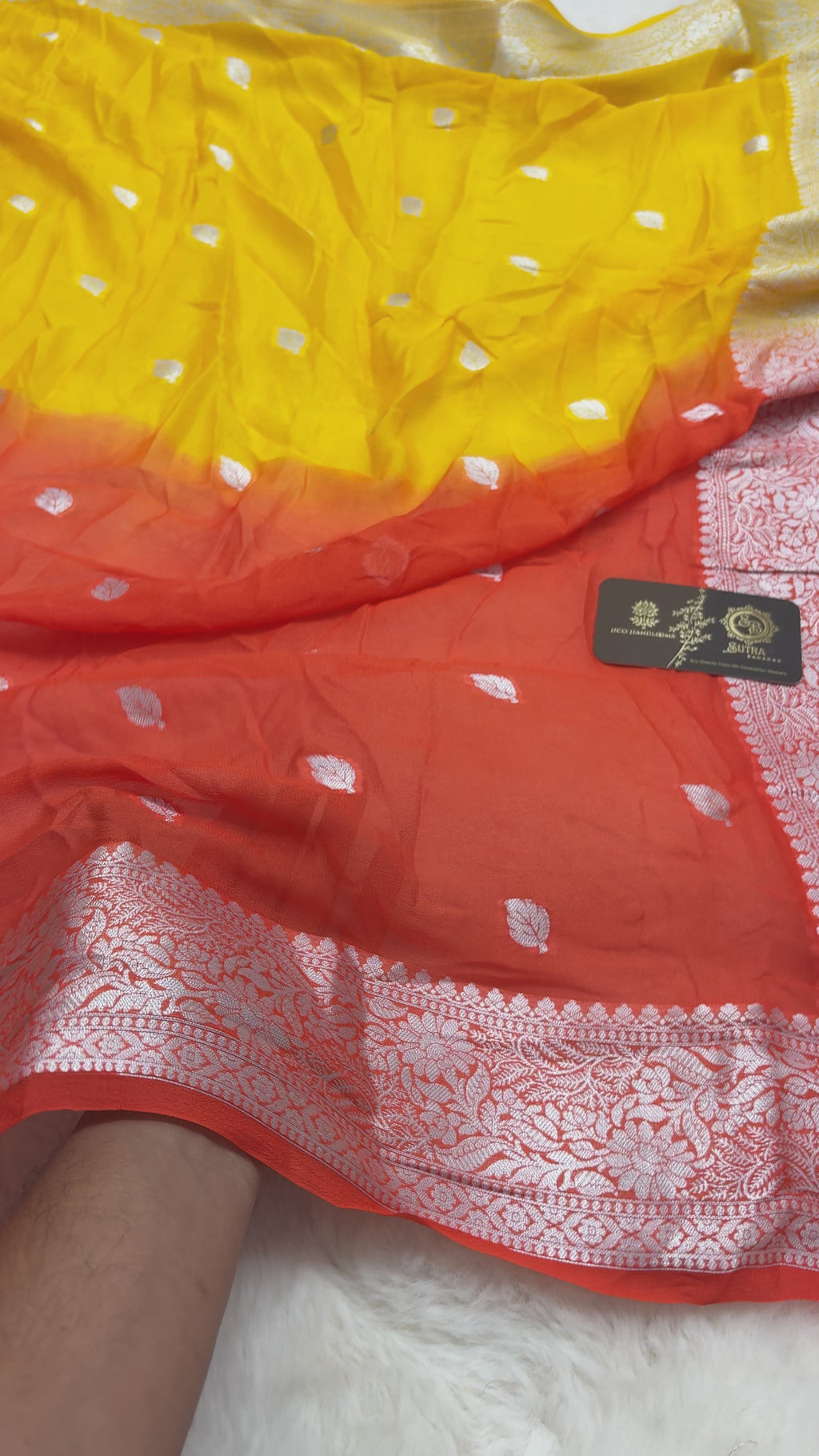 Ombre Pure Khaddi Chiffon Silk Banarasi - All Over Small Motifs