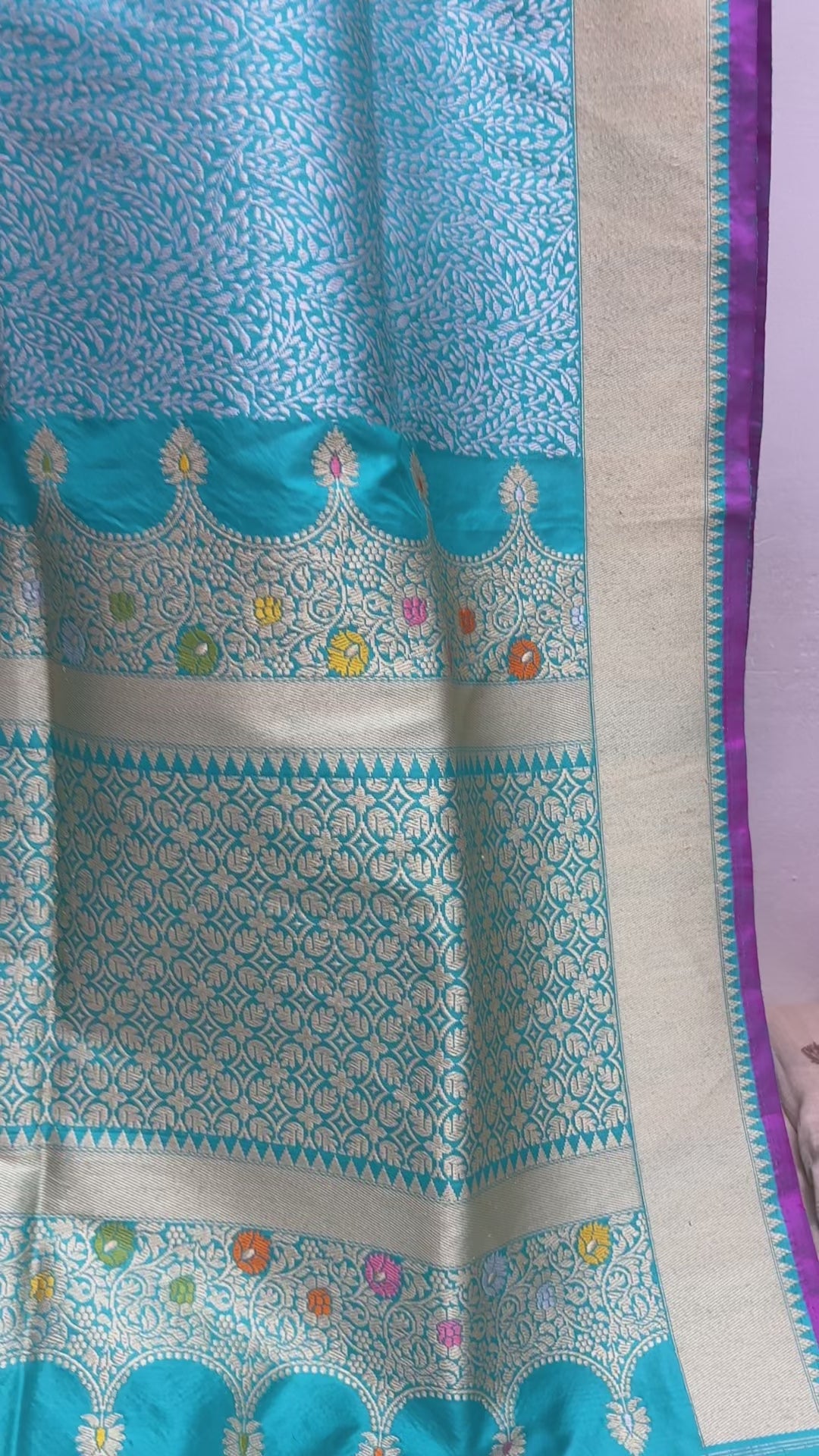 Regal Blue Pure Katan Silk Handloom Banarasi saree - All Over Meenakari Brocade Work