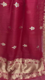Regal Red Pure Kora Silk Handloom Banarasi Saree - All Over Sona & Roopa Kadua Motifs