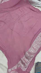 Pink Pure Khaddi Georgette Silk Handloom Banarasi Saree - All Over Jaal