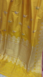 Regal Yellow Pure Katan Silk Handloom Banarasi Saree - All Over Meenakari Motifs