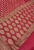 Red Pure Khaddi Georgette Silk Handloom Banarasi Saree