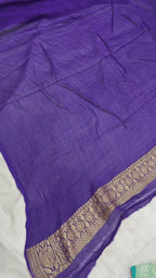 Purple Pure Khaddi Georgette Silk Handloom Banarasi Saree
