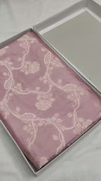 Pastel Pink Pure Katan Silk Handloom Banarasi Saree - All Over Floral Vines
