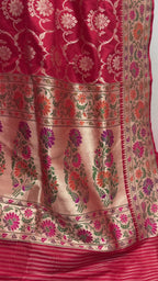 Regal Red Pure Katan Silk Handloom Banarasi Saree - All Over Jaal