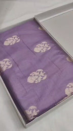Regal Lavender Pure Katan Silk Handloom Banarasi Saree - All Over Floral Motifs