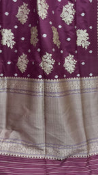 Regal Wine Pure Katan Silk Handloom Banarasi Saree - All Over Meenakari Kadhua Motifs
