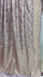 Pastel Purple Pure Katan Silk Handloom Banarasi Saree - All Over Meenakari Jaal