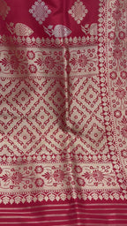 Regal Red Pure Katan Silk Handloom Banarasi Saree - All Over Multi Kadua Motifs