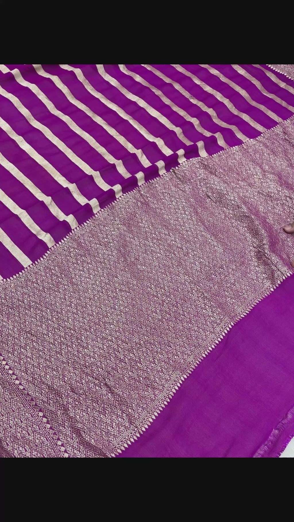 Purple Pure Khaddi Georgette Silk Handloom Banarasi Saree